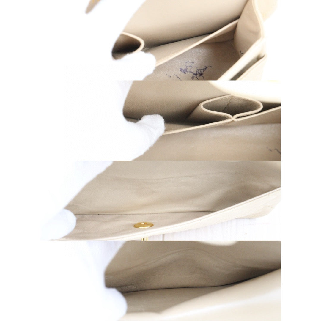 Good ( Rank AB)｜ CHANEL  Lamb Skin Beige Double Flap 25 Shoulder Bag Made in 1991-1994 Year ｜P24122006