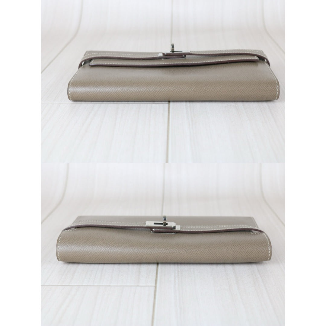 Very Good ( Rank A)｜ HERMES Epsom Kelly Wallet Etoupe Gray □N Stamp Made In 2010 Year｜W25092603