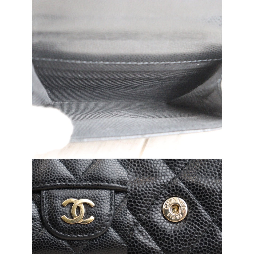 Rank A ｜Chanel Caviar Skin Black Compact Wallet Made In 2023 Year｜23101801