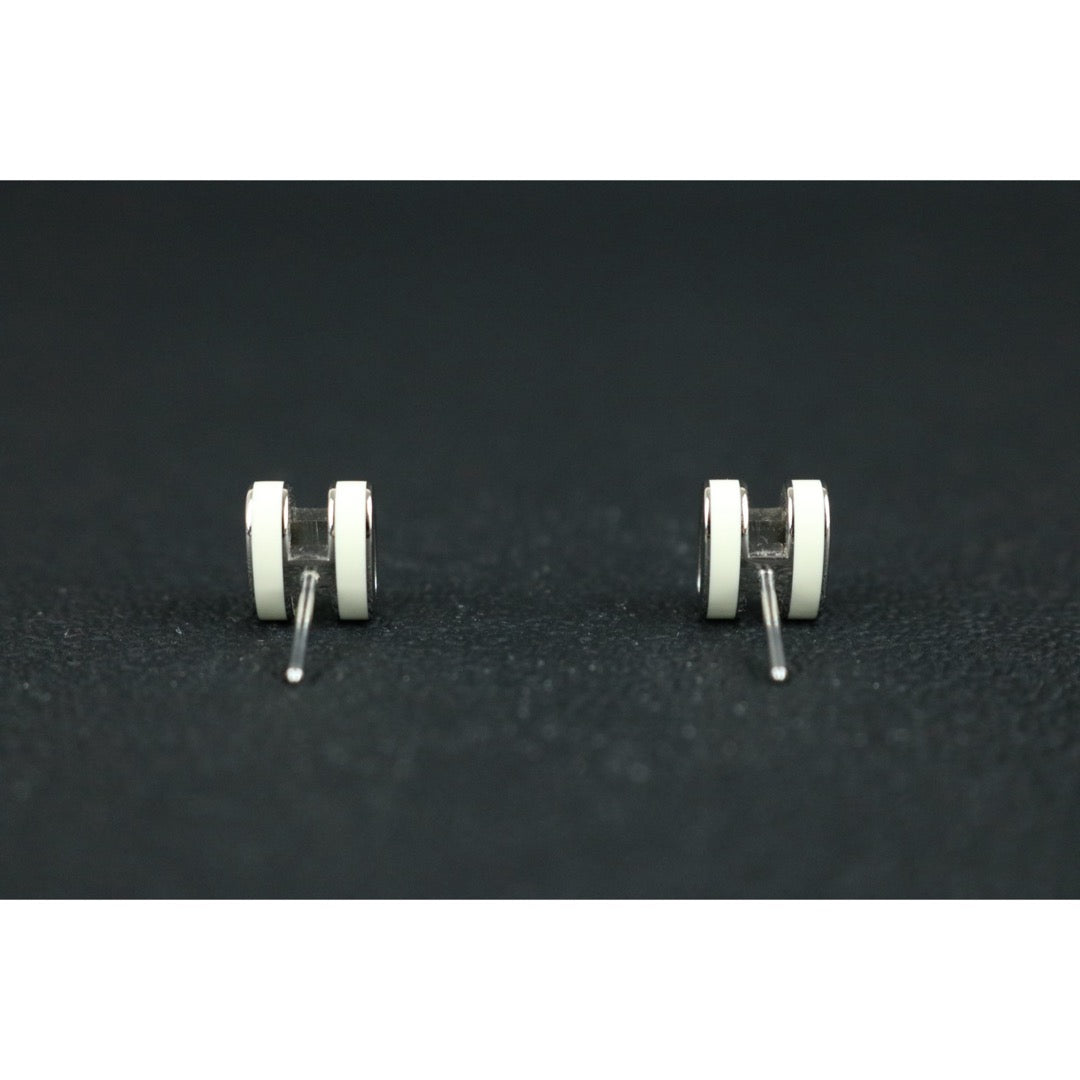 Very Good ( Rank A) ｜ HERMES Mini PopH Earrings Craie White Silver｜W25091011
