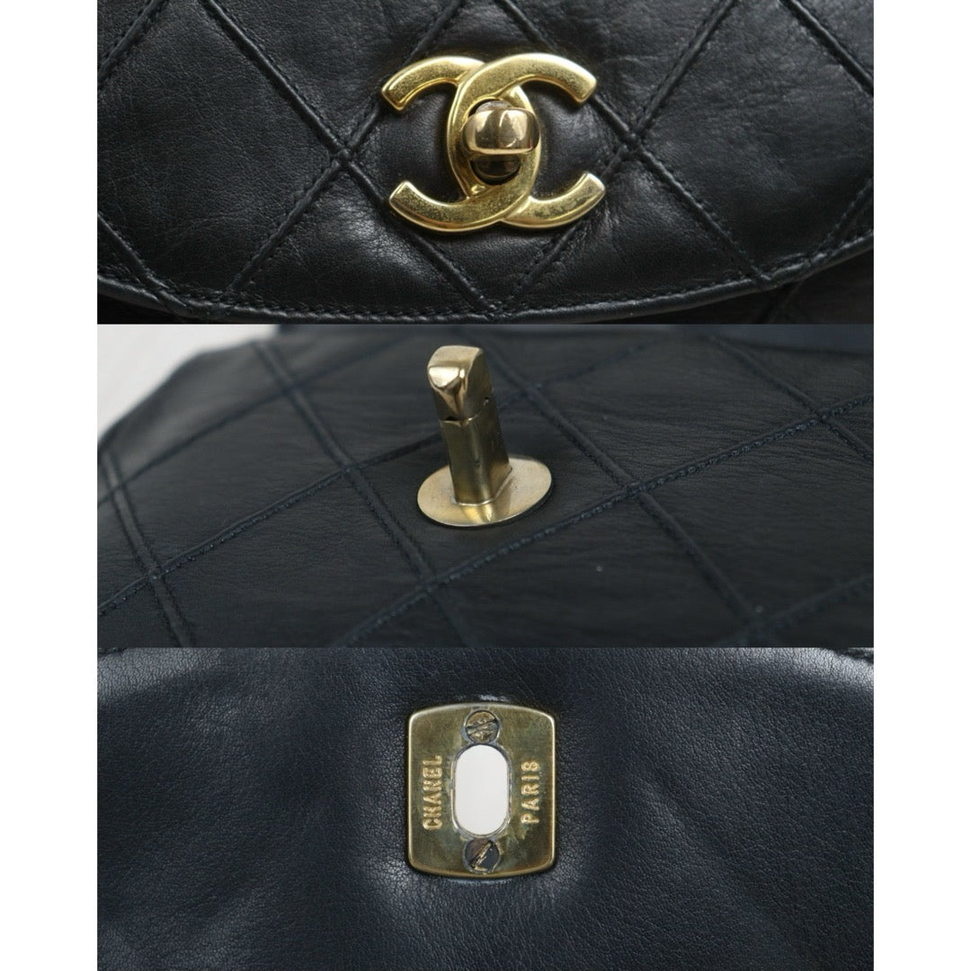 Include Entrupy Certificate of Authenticity｜Good ( Rank AB)｜ CHANEL Lamb Skin Matrasse Chain BumBag Black ｜26071502