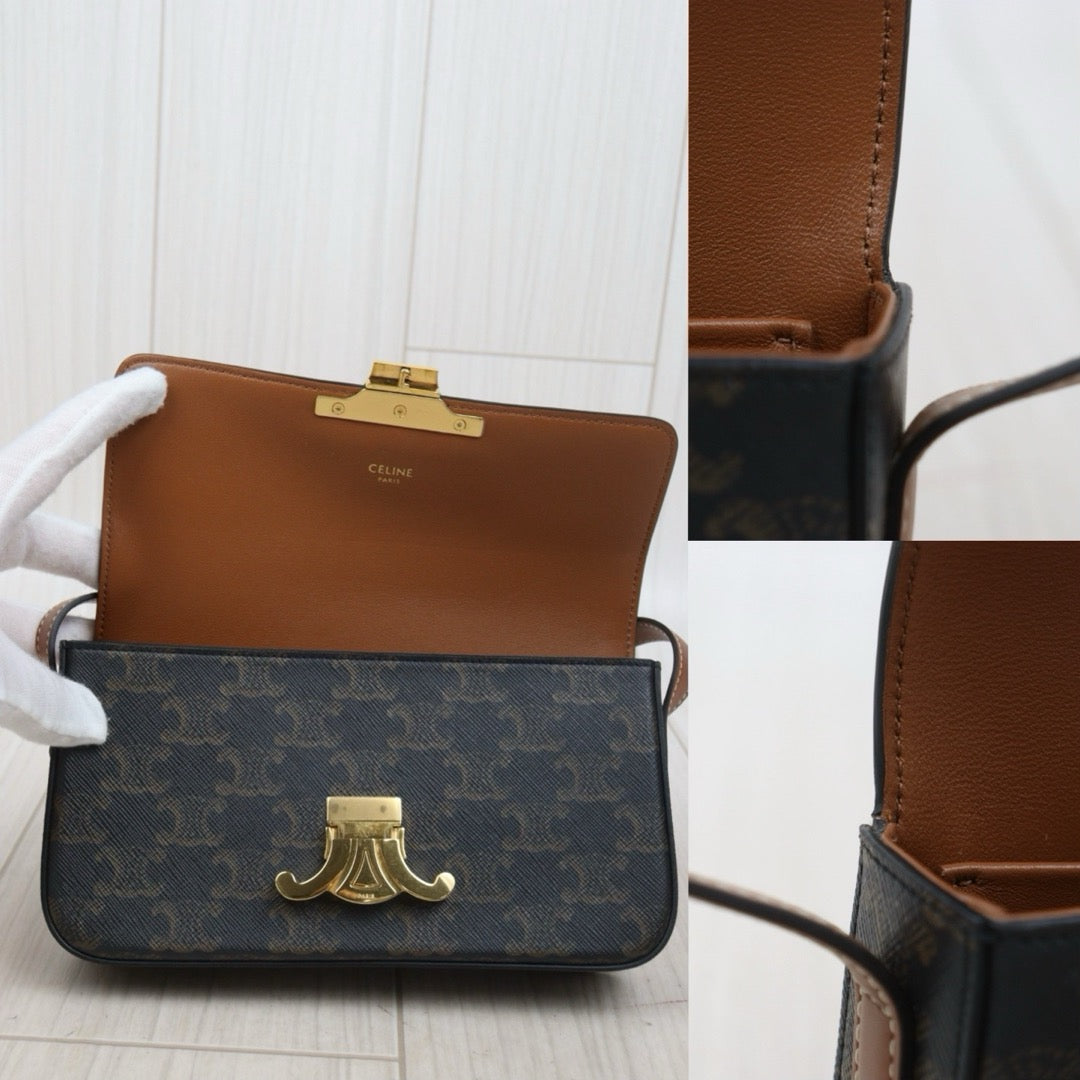 Very Good ( Rank A)｜ CELINE Macadam Triomphe Shoulder Bag  Golden Hardware｜S25110416