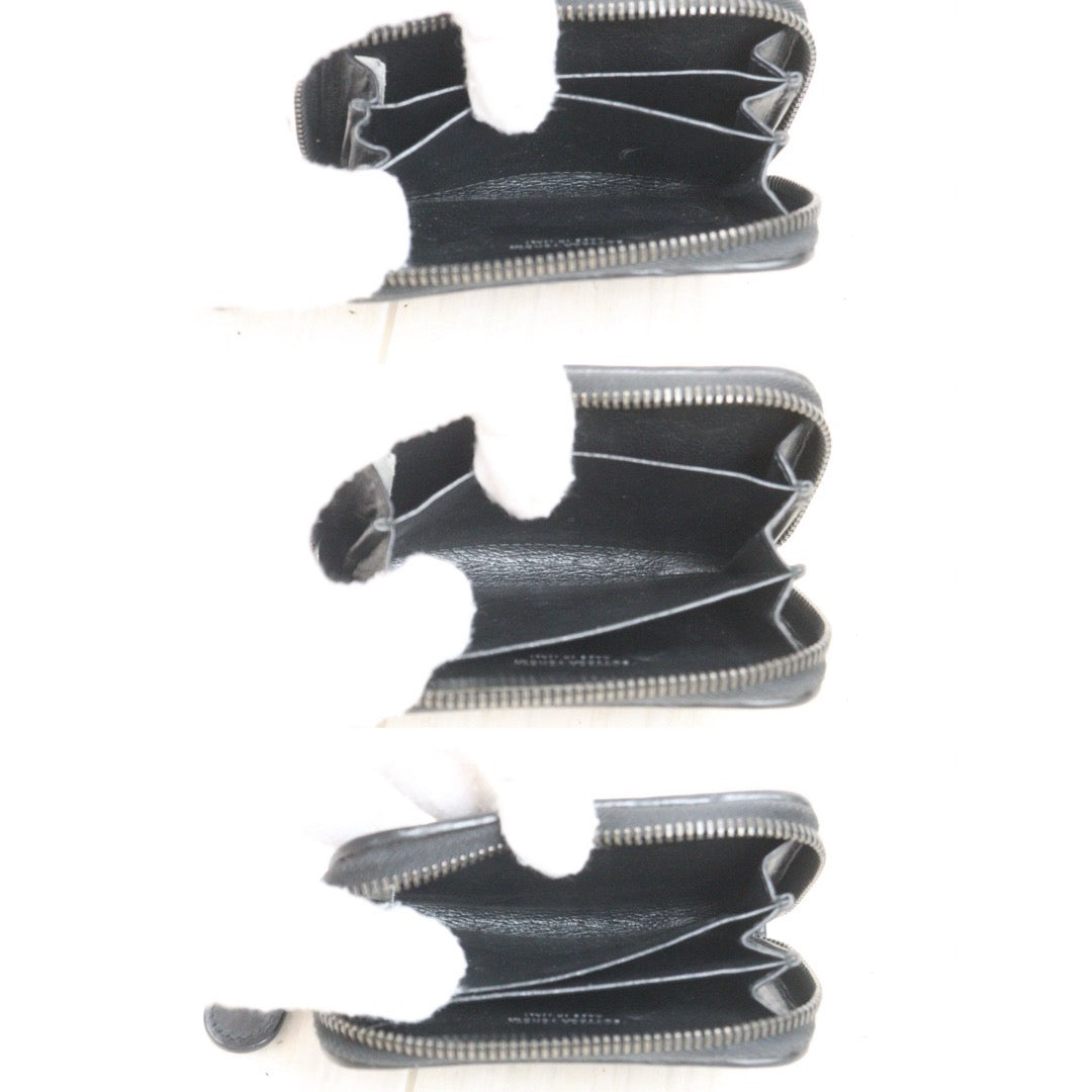 Good ( Rank AB)｜ Bottega Veneta Lamb Skin Braid Black Wallet Card Holder Coin Purse｜25090111