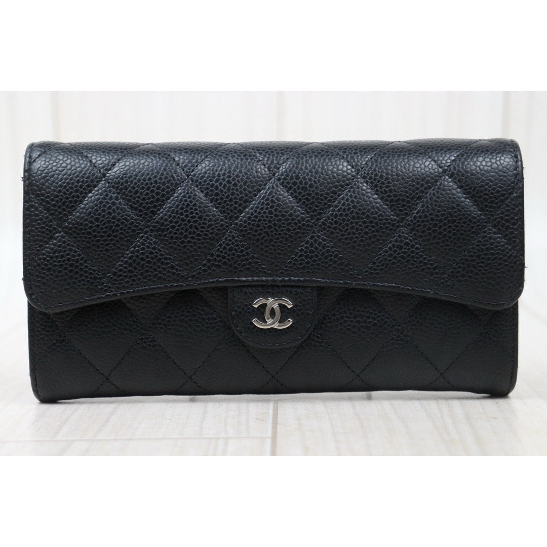 Good ( Rank AB)｜CHANEL Caviar Skin Black Long Wallet Made In 2018 - 2019 Year｜24120511