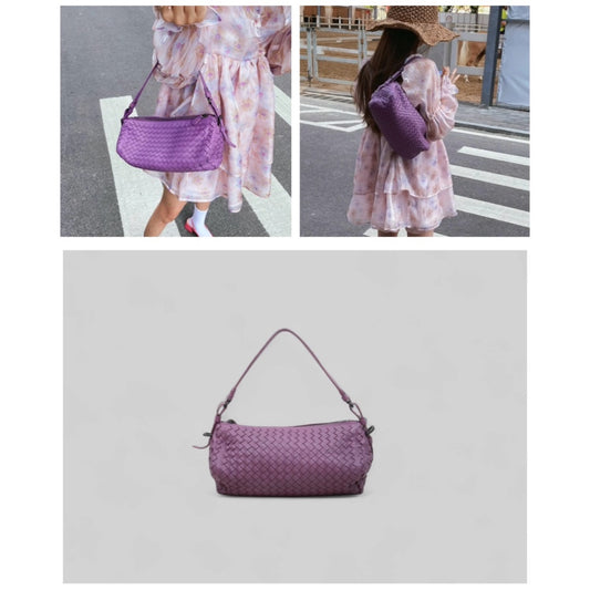 Very Good ( Rank A)｜ Bottega Veneta Lamb Skin  Braid Shoulder Bag Purple｜P25051604