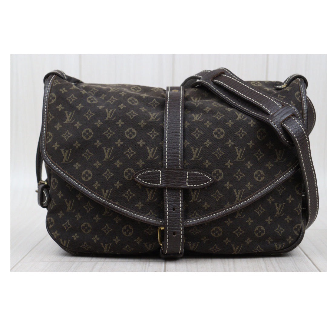Rank A ｜LV Monogram Mini Run Saumur  Shoulder Bag Canvas Leather Brown｜24032610