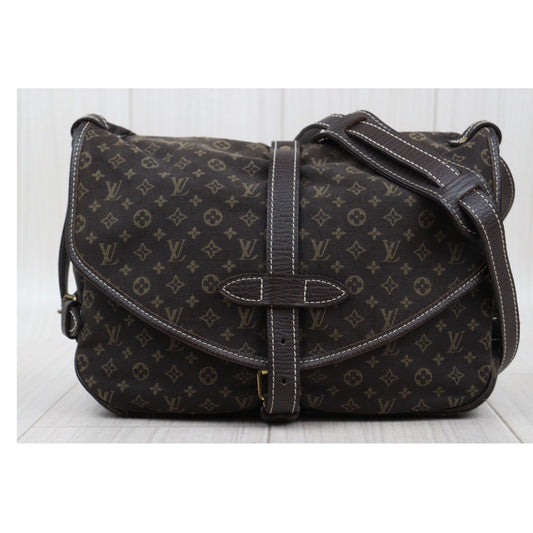 Rank A ｜LV Monogram Mini Run Saumur  Shoulder Bag Canvas Leather Brown｜24032610