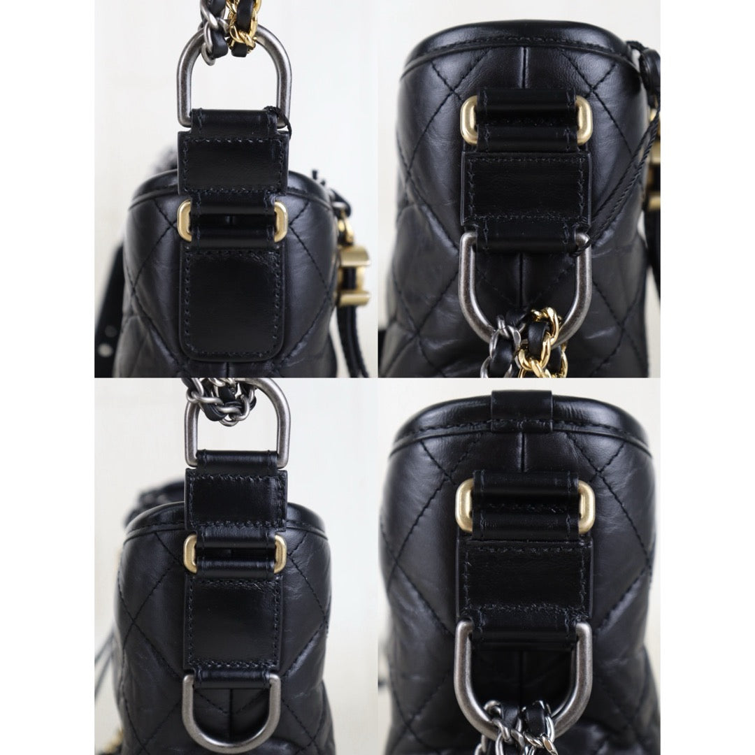 Include Entrupy Certificate of Authenticity｜Very Good ( Rank A) ｜CHANEL PM Gabrielle Calf Leather Shoulder Bag Black Made In 2019-2020Year｜Z26091503