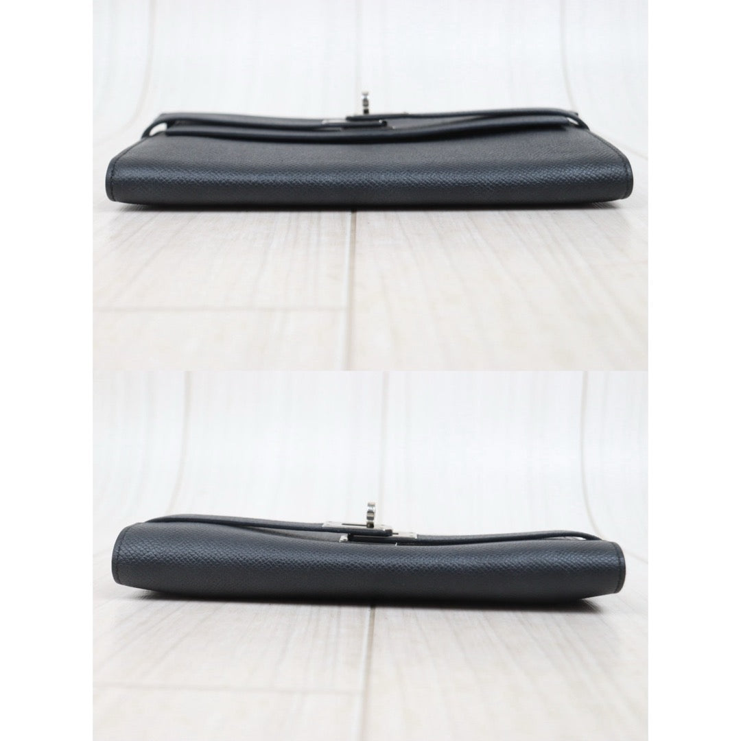 Good ( Rank AB)｜ HERMES Epsom Kelly Long Wallet Black □X Stamp Made In 2016Year｜W25110610