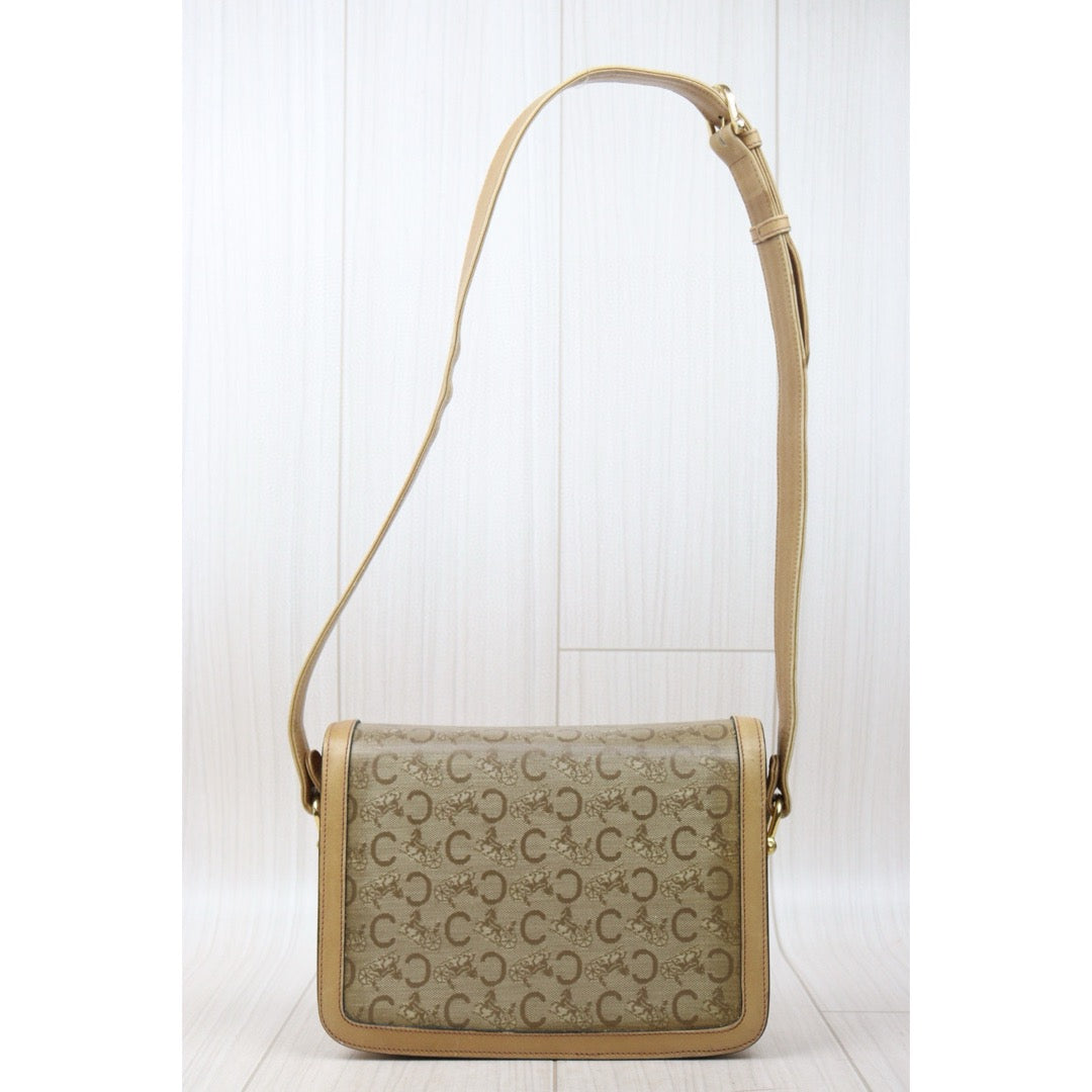 Good ( Rank AB) ｜CELINE Vintage Canvas Carriage Box Calf Shoulder Bag｜S24112208