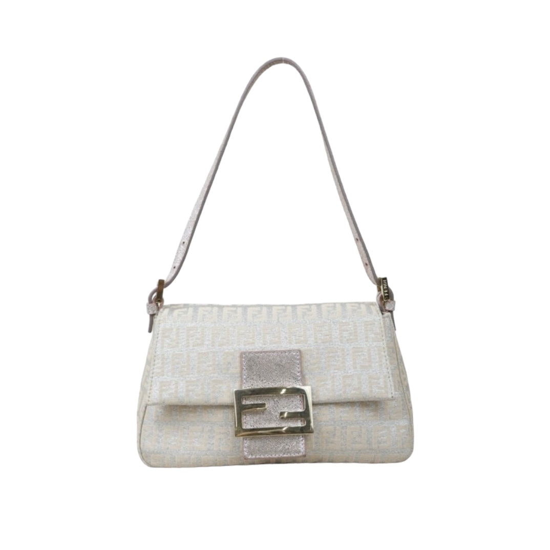 Rank A｜  FENDI Mamma Baguette Shoulder Bag Silver ｜24080603