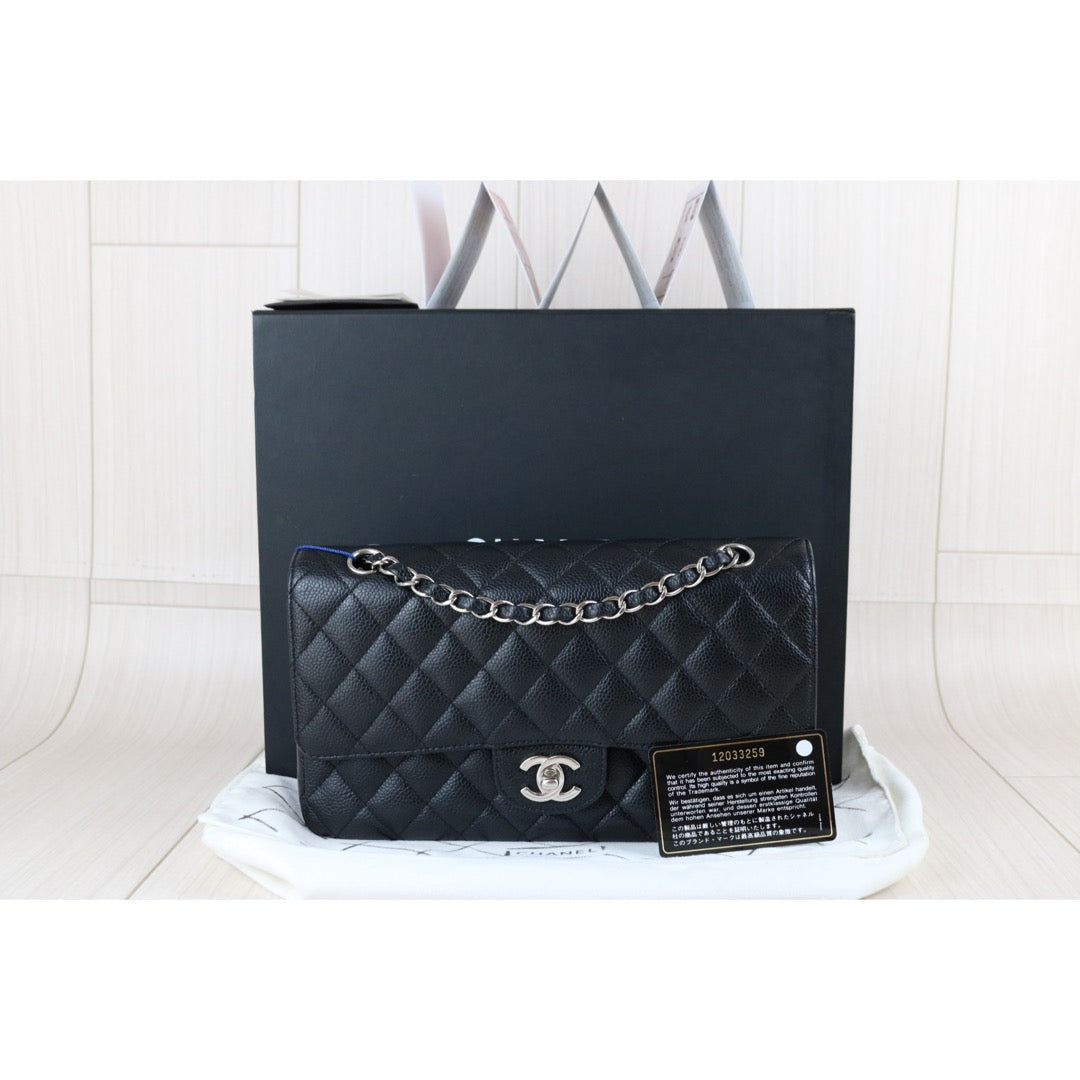 Include Entrupy Certificate of Authenticity｜Very Good ( Rank A)｜ CHANEL Caviar Skin Calf Leather Double Flap 25 Shoulder Bag Karl Lagerfeld Signed Limited Edition Made in 2008-2009 Year｜X26040822