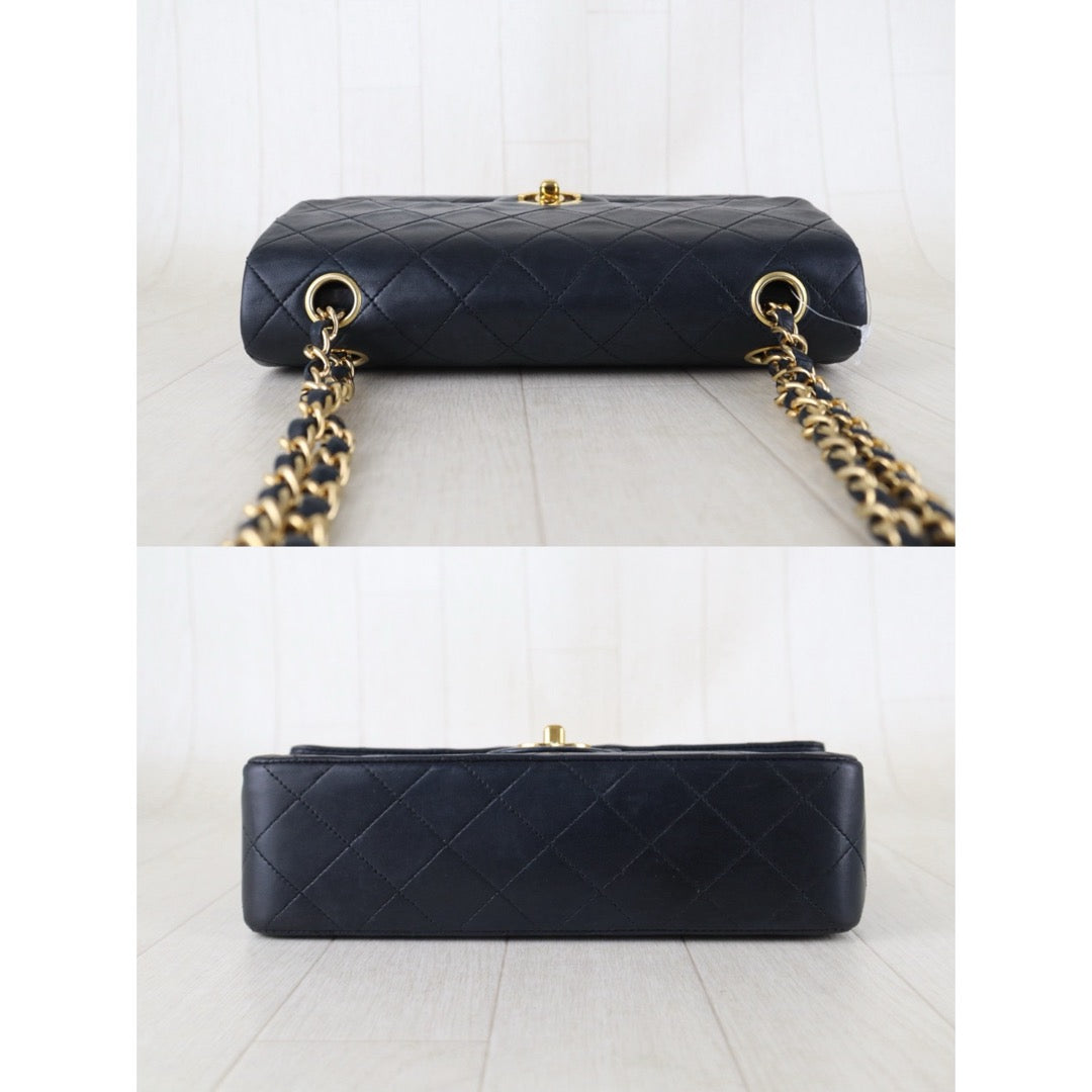 Include Entrupy Certificate of Authenticity｜Good ( Rank AB)｜ CHANEL Lamb Skin Matrasse Chain Double Flap 25 Shoulder Bag  Black Made In 1989-1991 Year｜S26083009