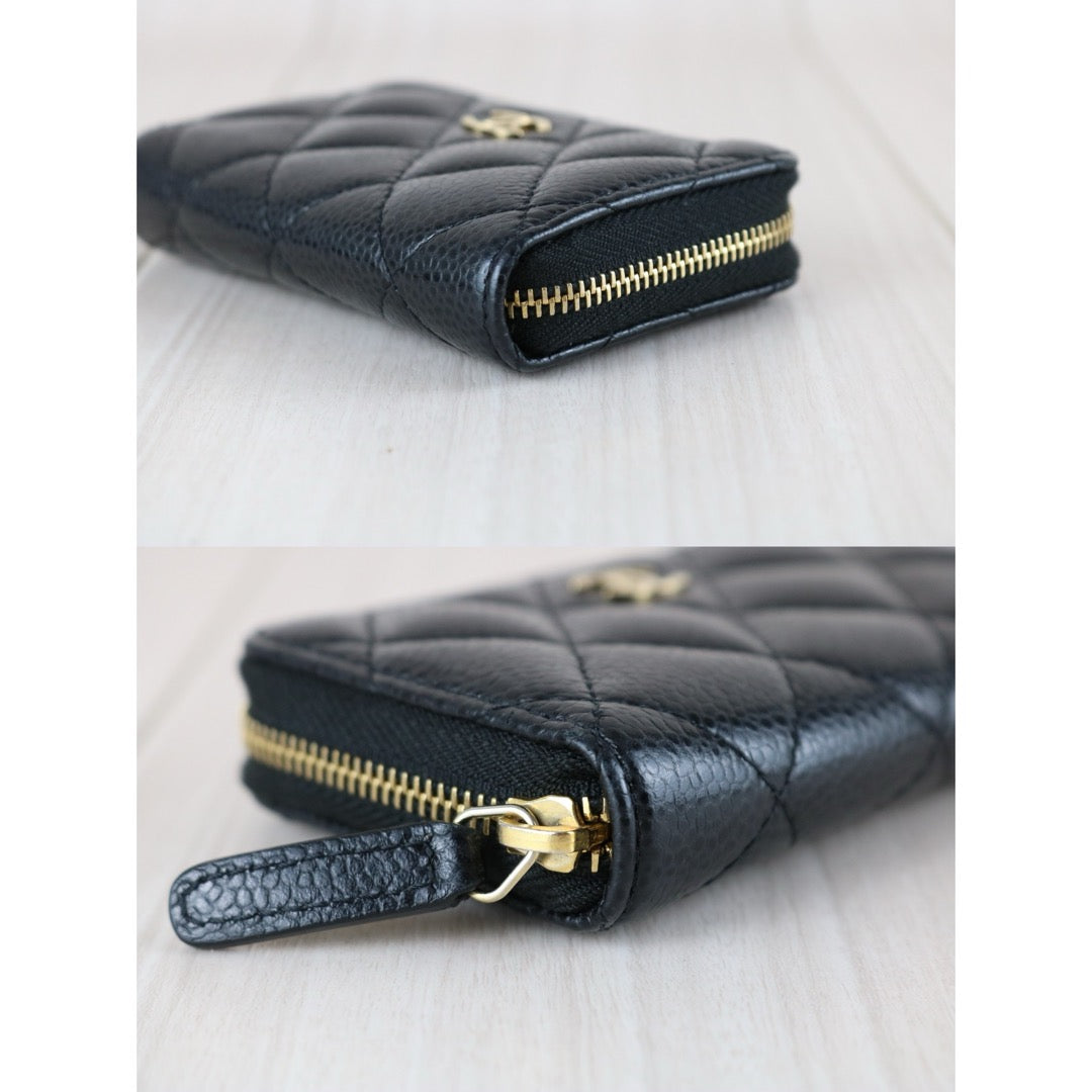 Very Good ( Rank A) ｜CHANEL Caviar Skin Calf Leather Coin Purse Black Made In 2017~2018 Year｜X25060310