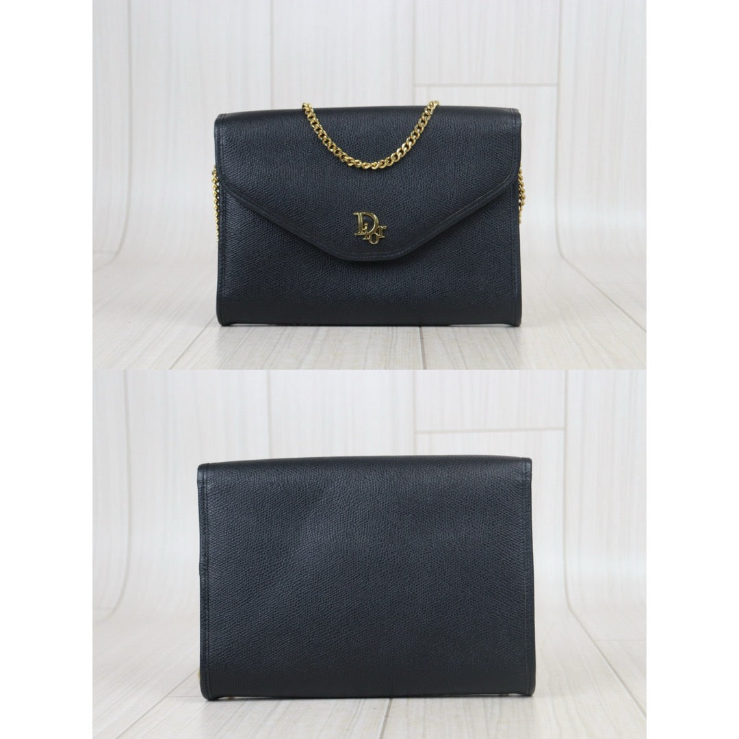 Very Good ( Rank A)｜ Dior Vintage Calf Leather Shoulder Bag Black｜24092608