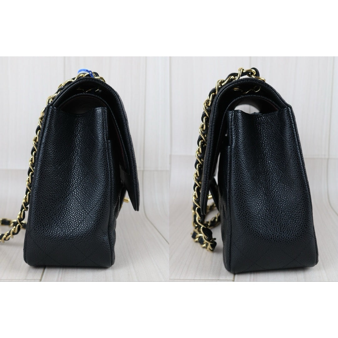Include Entrupy Certificate of Authenticity｜Very Good ( Rank A)｜ CHANEL Matrasse Chain Caviar Skin Jumbo Black  Made In 2010-2011 Year｜S26080102