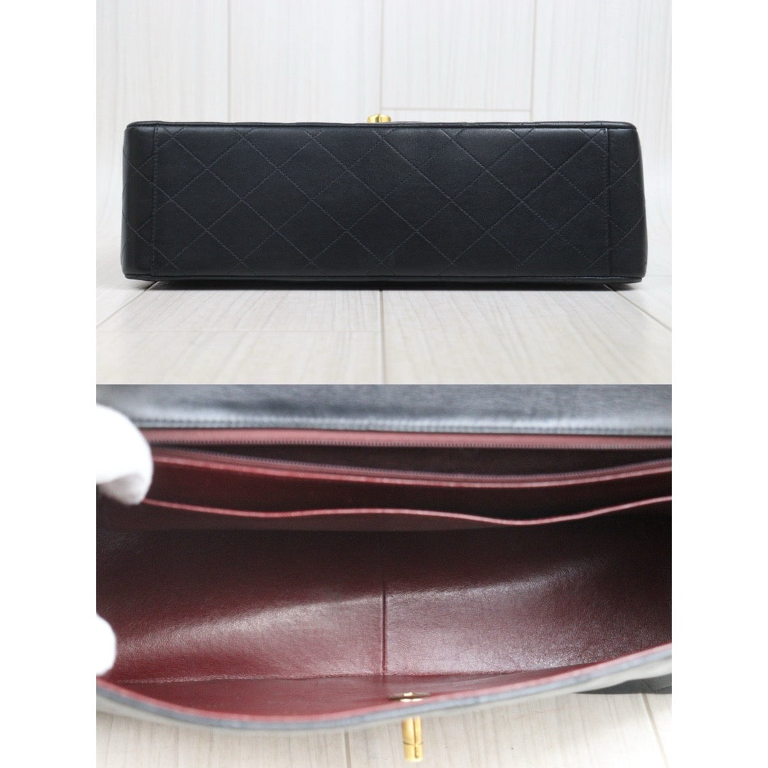 Include Entrupy Certificate of Authenticity｜Good ( Rank AB)｜CHANEL  Matrasse Chain  Lambskin Single Flap Black Shoulder Bag Large Made In 1994～1996Year｜26071310