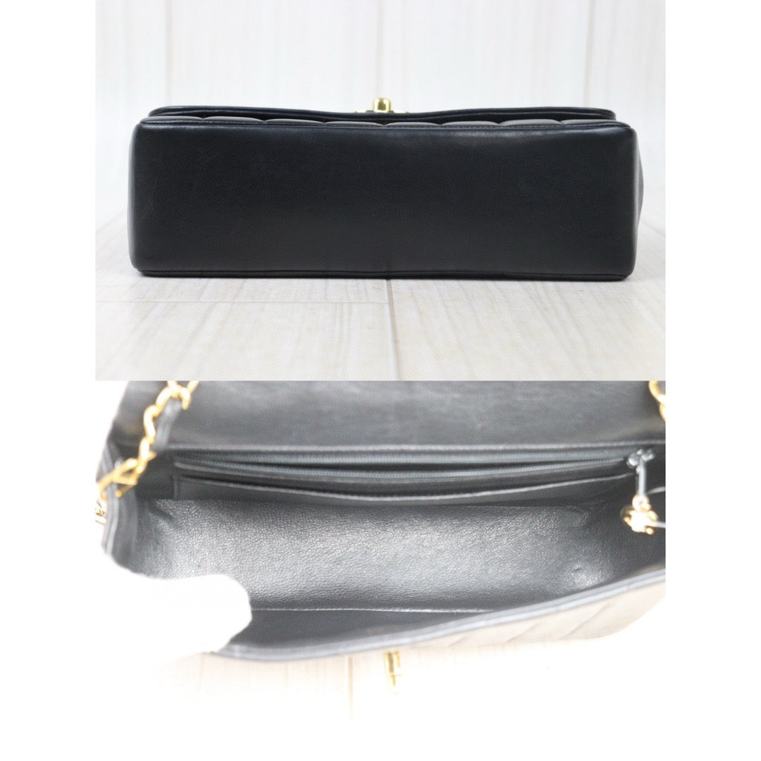 Good ( Rank AB)｜ CHANEL  Mademoiselle 22 Lamb Skin Shoulder Bag Black  Made in 1994-1996Year ｜P24110113