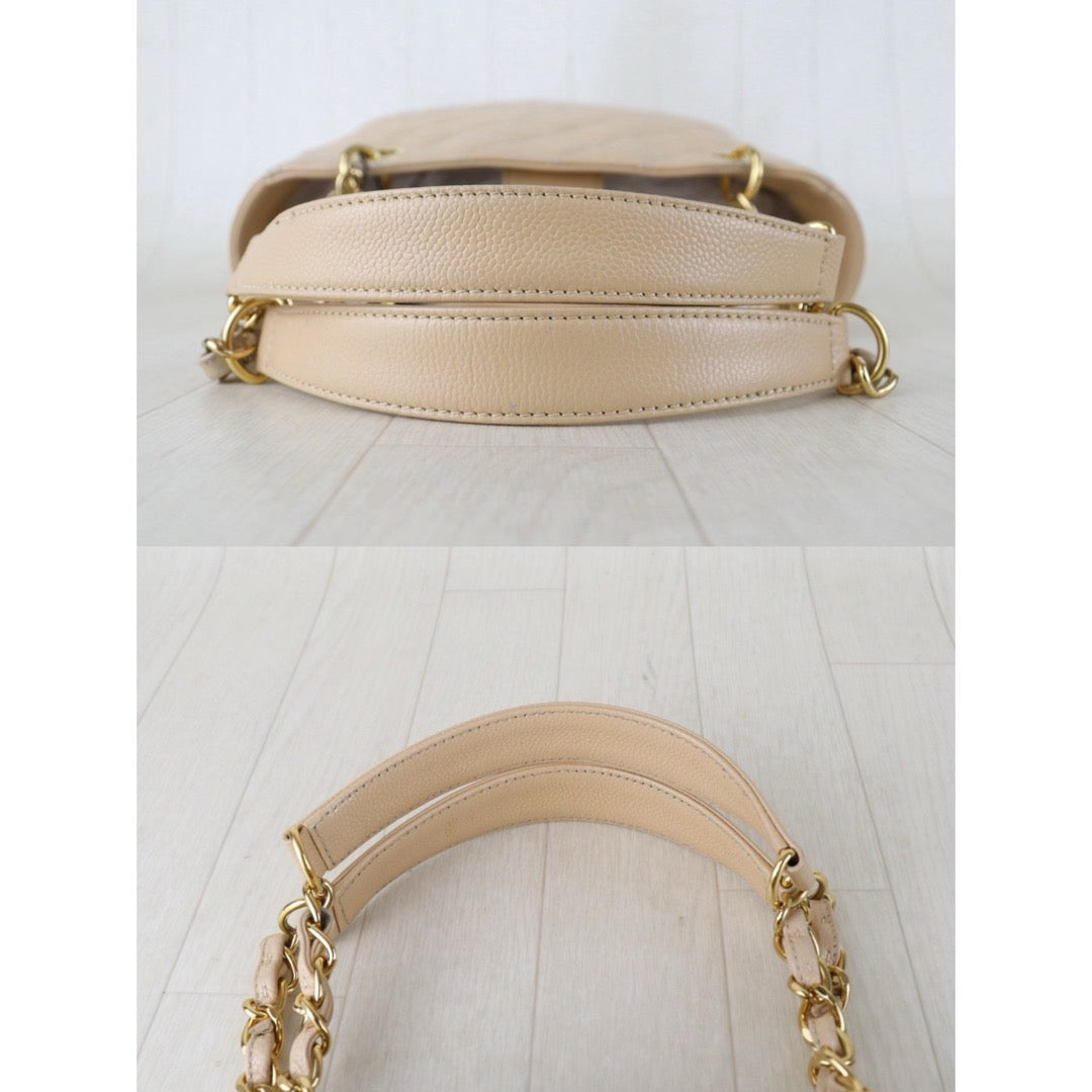 Include Entrupy Certificate of Authenticity｜Good ( Rank AB)｜ CHANEL Matrasse PST Chain Tote Bag Caviar Skin Beige  Made In 2011 Year｜S26090710