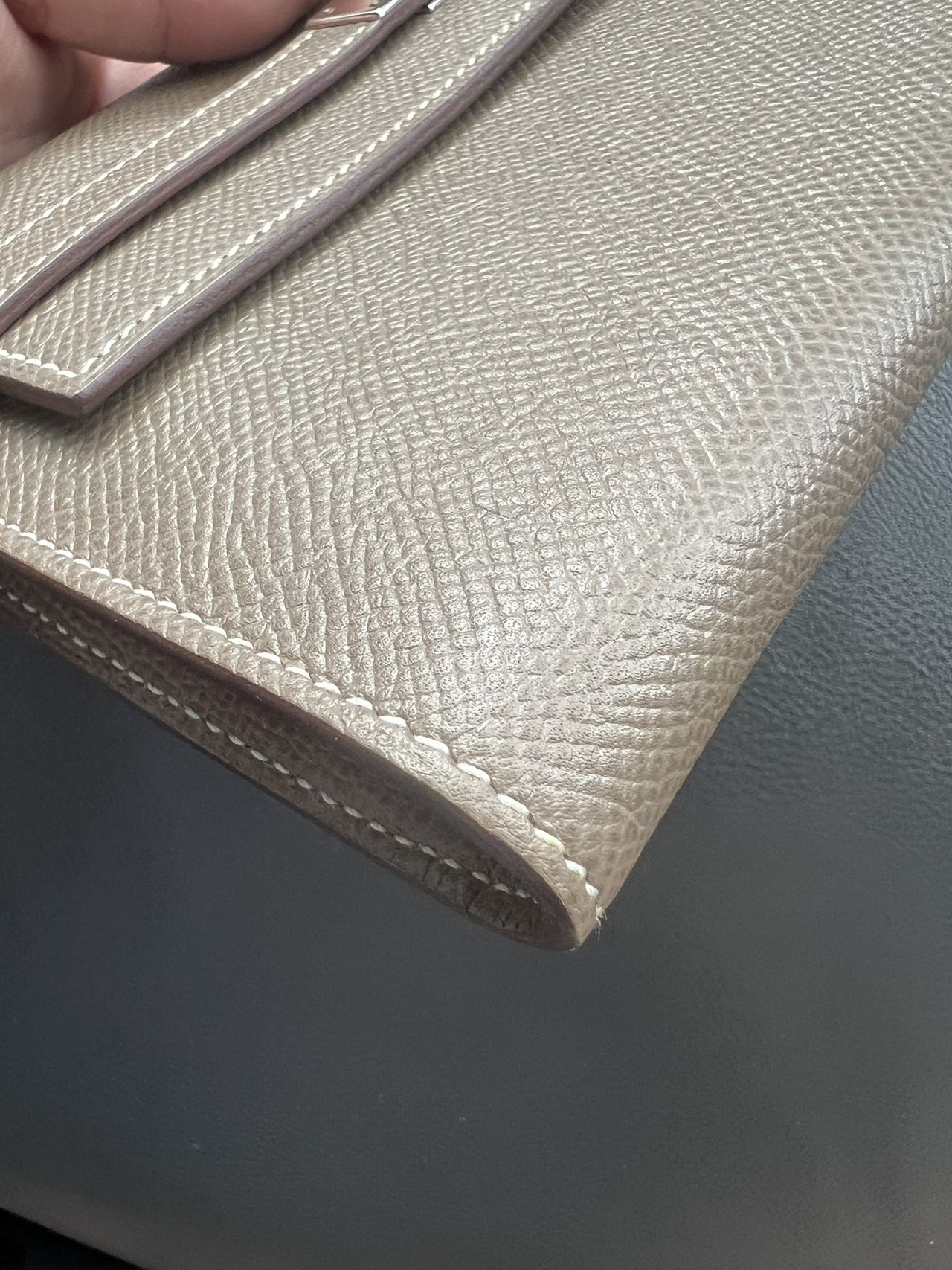 HERMES Epsom Kelly Wallet Gray C Stamp