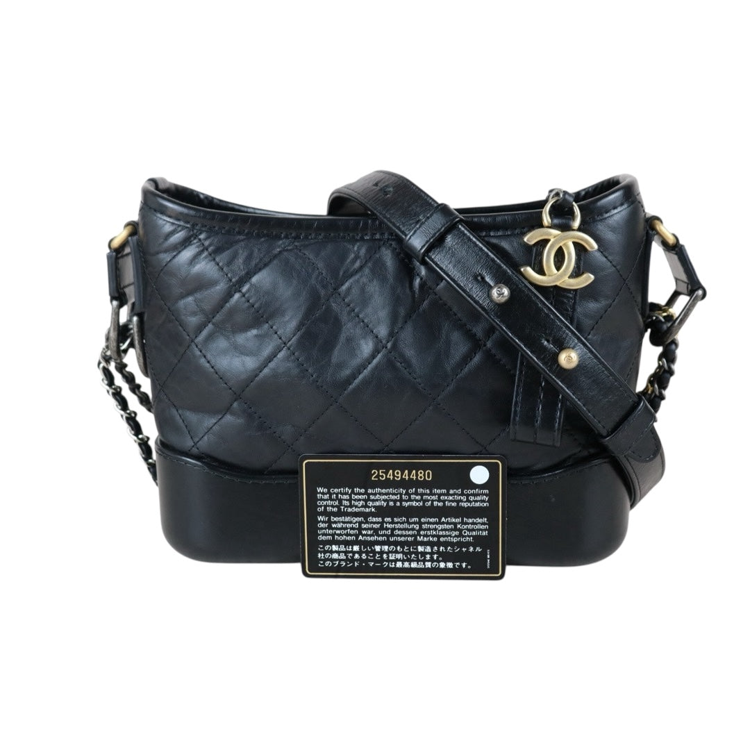 Include Entrupy Certificate of Authenticity｜Very Good ( Rank A) ｜CHANEL PM Gabrielle Calf Leather Shoulder Bag Black Made In 2018Year｜S26050704