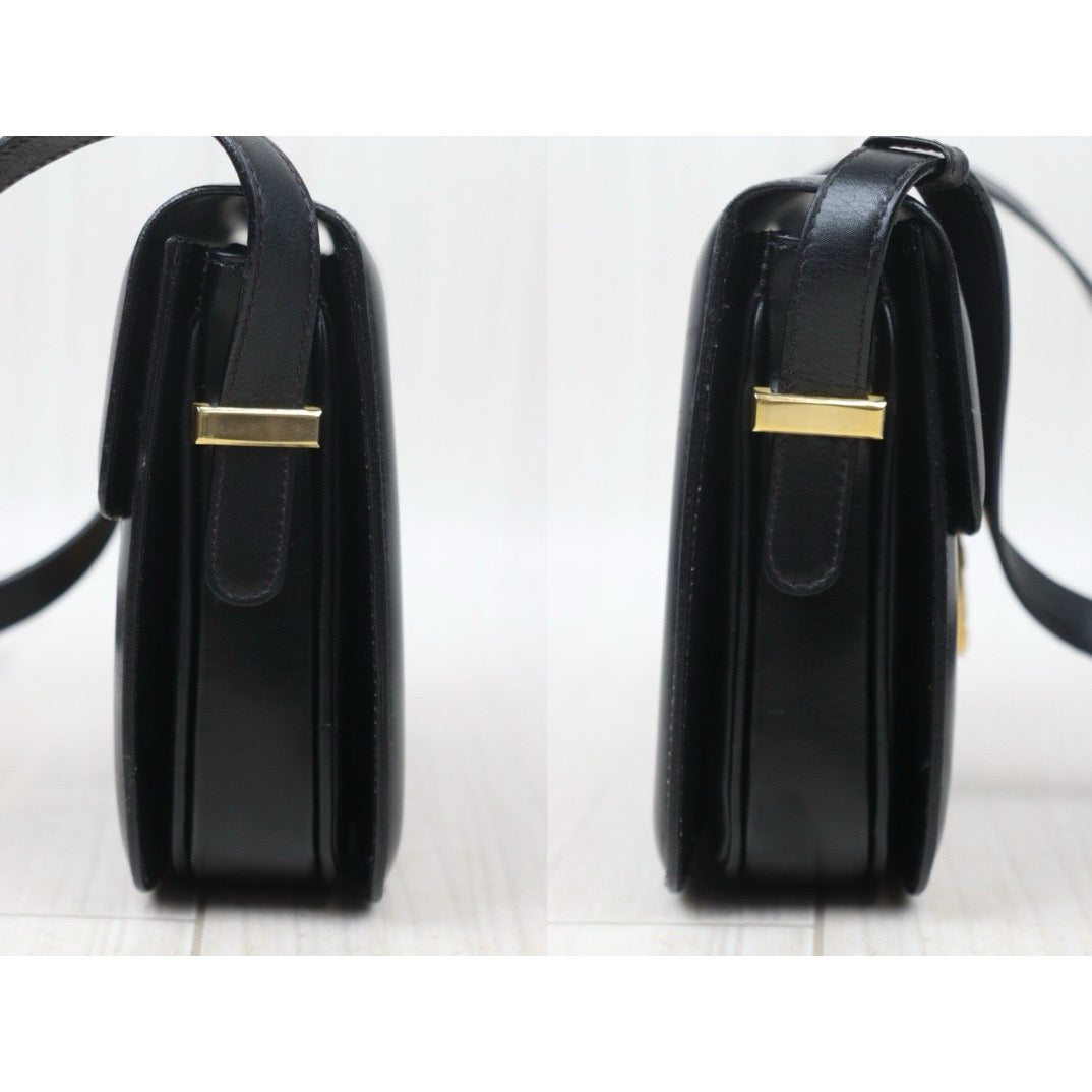 Good ( Rank AB) ｜CELINE Vintage Carriage Box Calf Black Shoulder Bag｜24100707