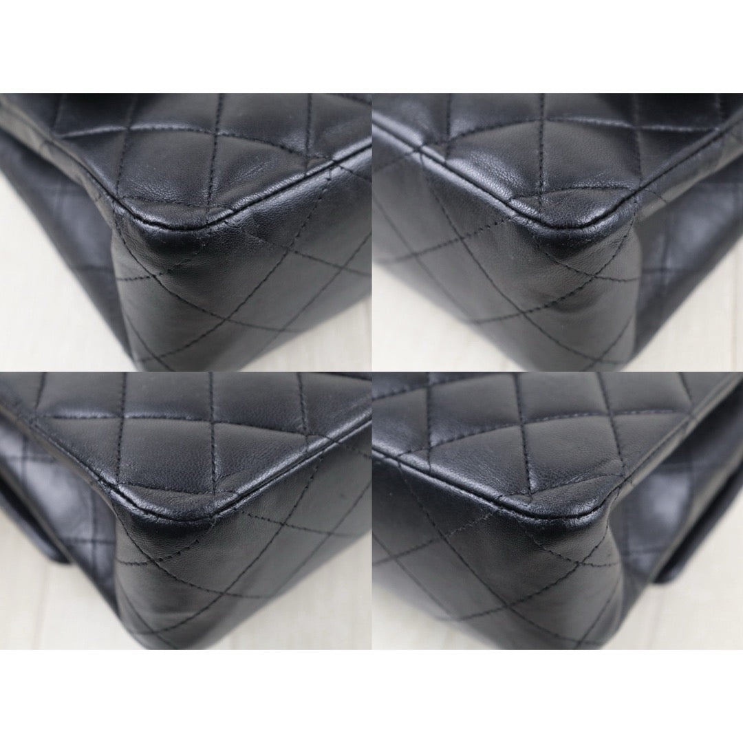 Include Entrupy Certificate of Authenticity｜Good ( Rank AB)｜ CHANEL Lamb Skin Double Flap Shoulder Bag Black Made in 2014 Year｜S26051301