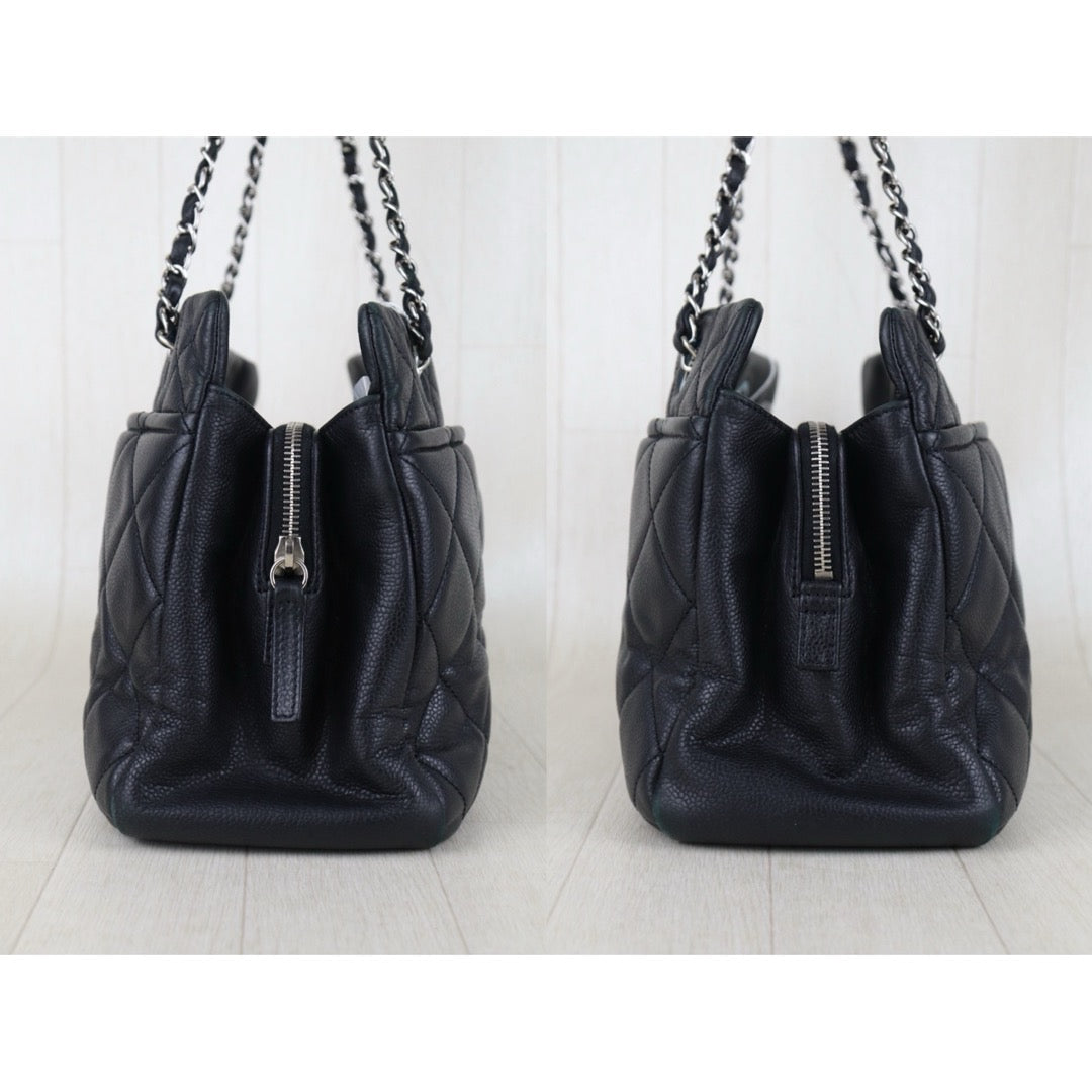 Include Entrupy Certificate of Authenticity｜Good ( Rank AB)｜ CHANEL Calf Leather  Matrasse Chain Tote Bag Black Made In 2013～2014Year｜S26060105