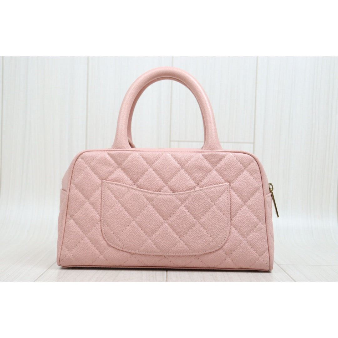 Include Entrupy Certificate of Authenticity｜Very Good ( Rank A)｜ CHANEL Caviar Skin  Calf Leather Bowling Hand Bag Pink Made In 2004～2005Year｜26052106