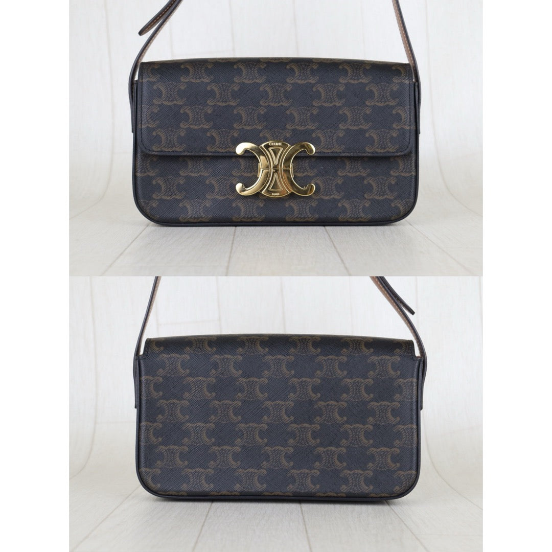 Very Good ( Rank A)｜ CELINE Macadam Triomphe Shoulder Bag  Golden Hardware｜S25121116