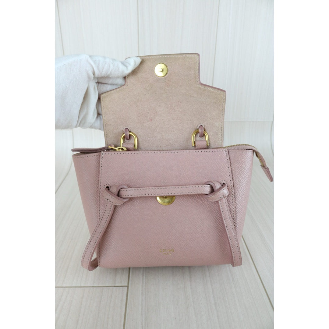 Very Good ( Rank A)｜CELINE Calf Leather Belt Pico Handbag Shoulder Bag Misty Rose｜S25112910