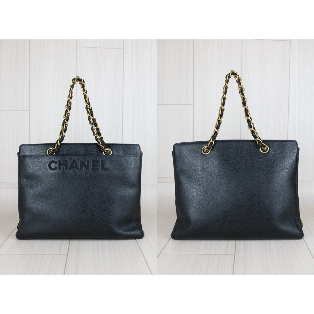 Good ( Rank AB)｜ Chanel Vintage Caviar Skin Black ShoulderBag Made In 1997-1999Year ｜S24122408