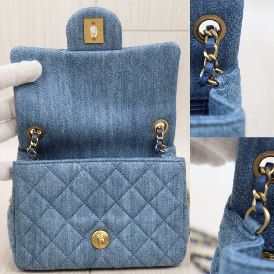 Very Good ( Rank A) ｜ CHANEL Denim 17 Small Flap Chain Shoulder ｜S24061727