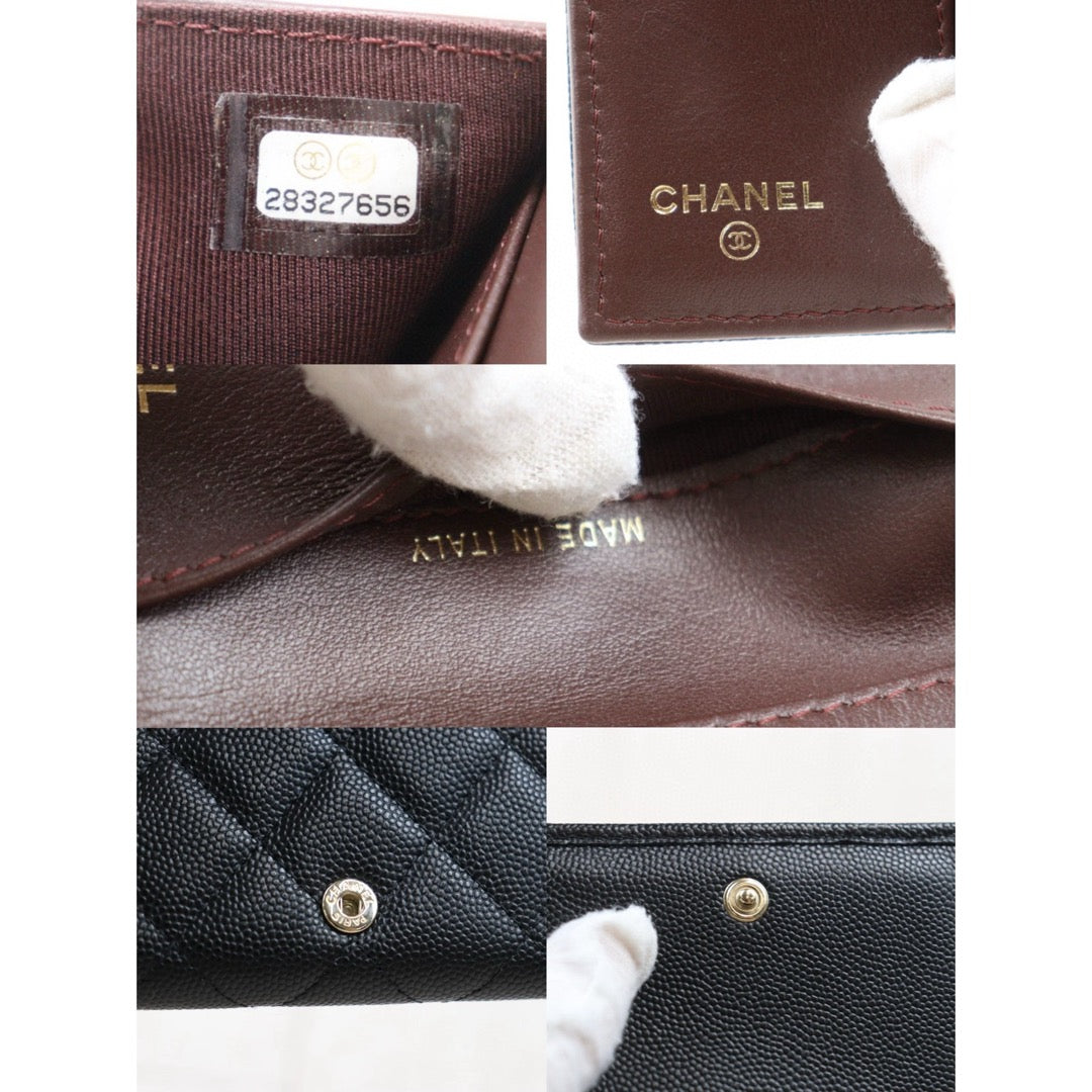 Very Good ( Rank A)｜Chanel Caviar Skin Black Wallet Made In 2019-2020Year ｜25042413