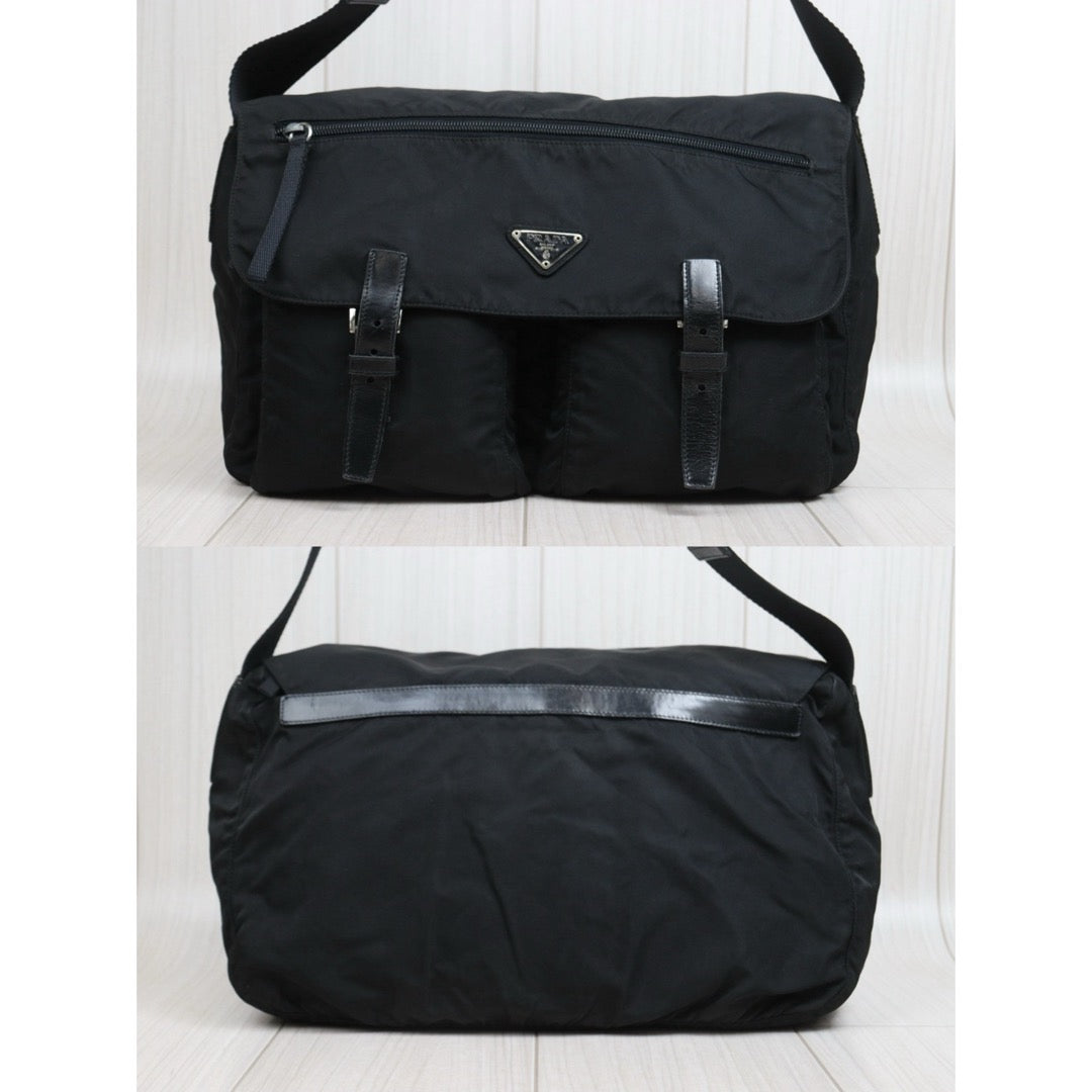 Include Entrupy Certificate of Authenticity｜Good ( Rank AB) ｜Prada  Nylon Black Shoulder Bag  Silver Hardware｜26052702