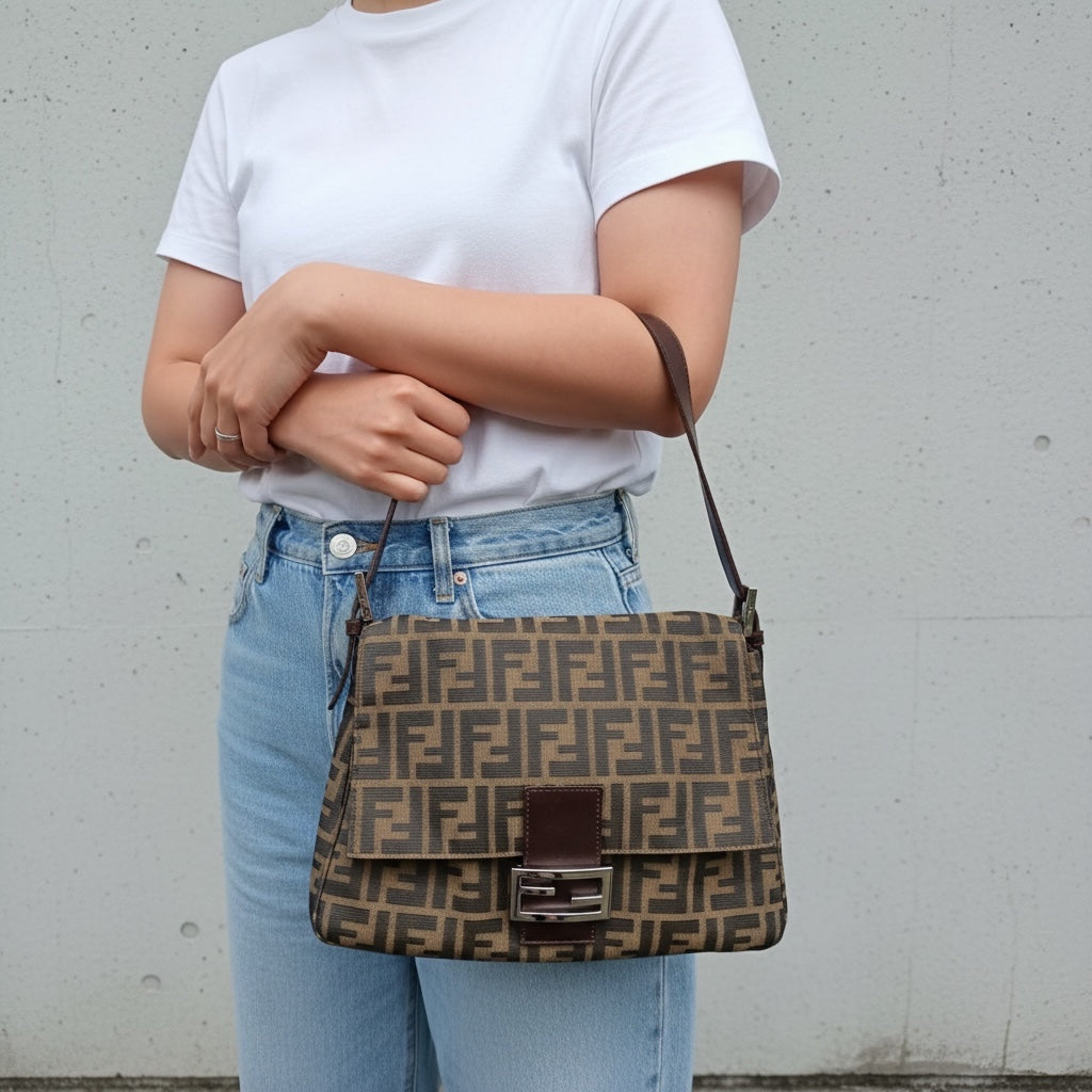 Third installment 3/3 ｜ Include Entrupy Certificate of Authenticity｜Good ( Rank AB)｜ FENDI Zucca Mamma Baguette  Shoulder Bag  ｜26042005