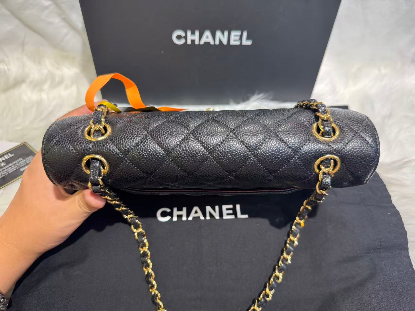 Include Entrupy Certificate of Authenticity｜Very Good ( Rank A)｜CHANEL Caviar Skin Matrasse Chain Double Flap 25 Shoulder Bag Black