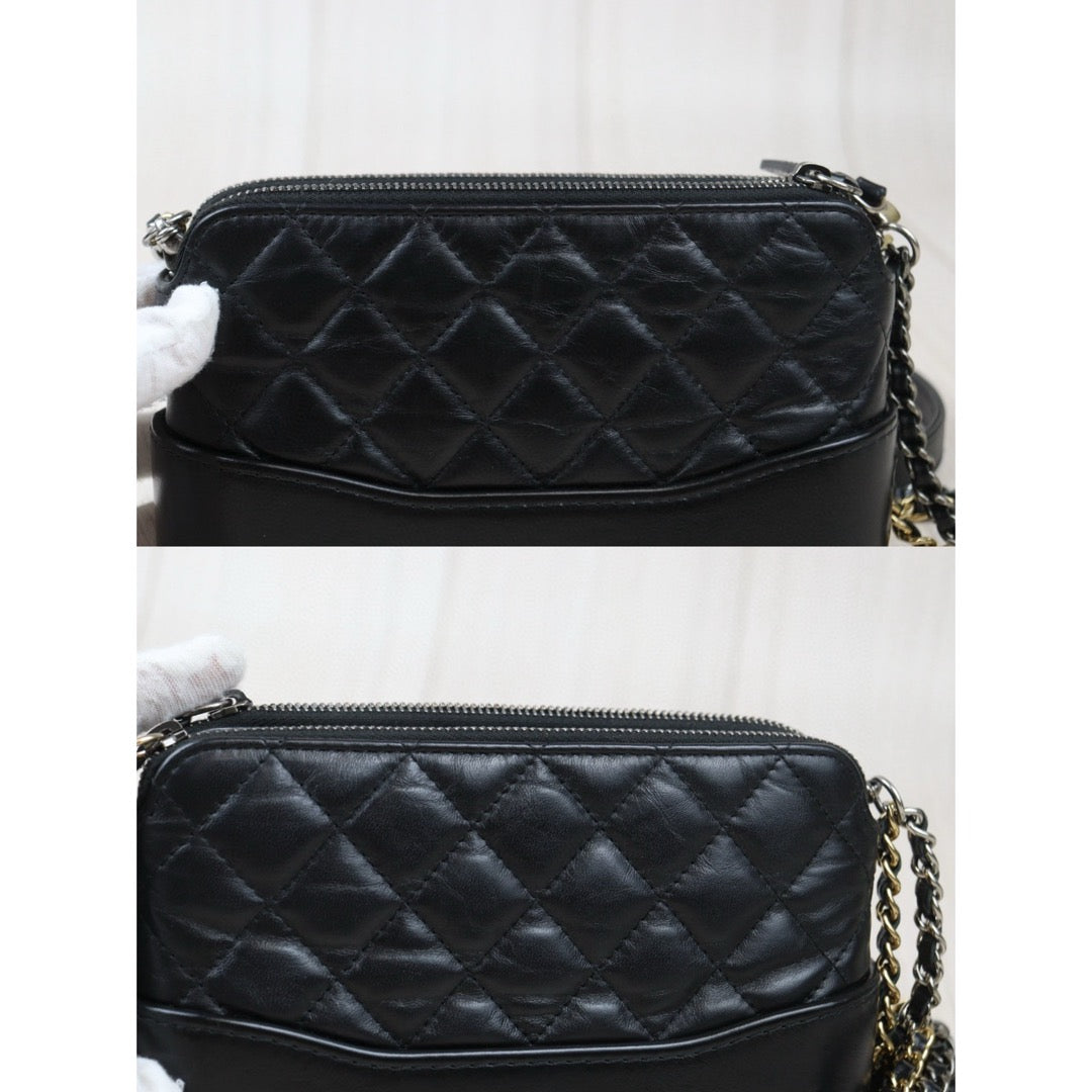 Very Good ( Rank A)｜CHANEL Mini Gabrielle Aged Calfskin Shoulder Bag Black Made in 2018-2019Year｜S24071404