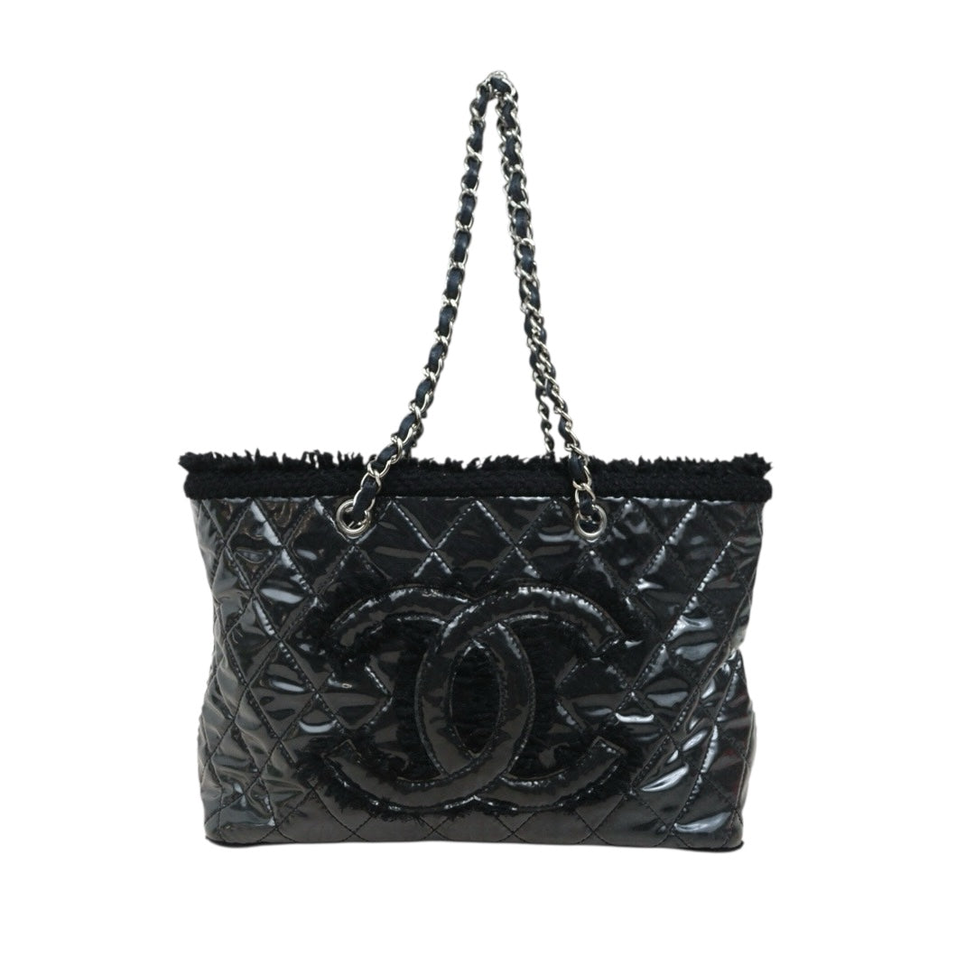 Good ( Rank AB)｜ CHANEL Matrasse Chain Plastics Tote Bag Black  Made In 2009-2010 Year｜25092612
