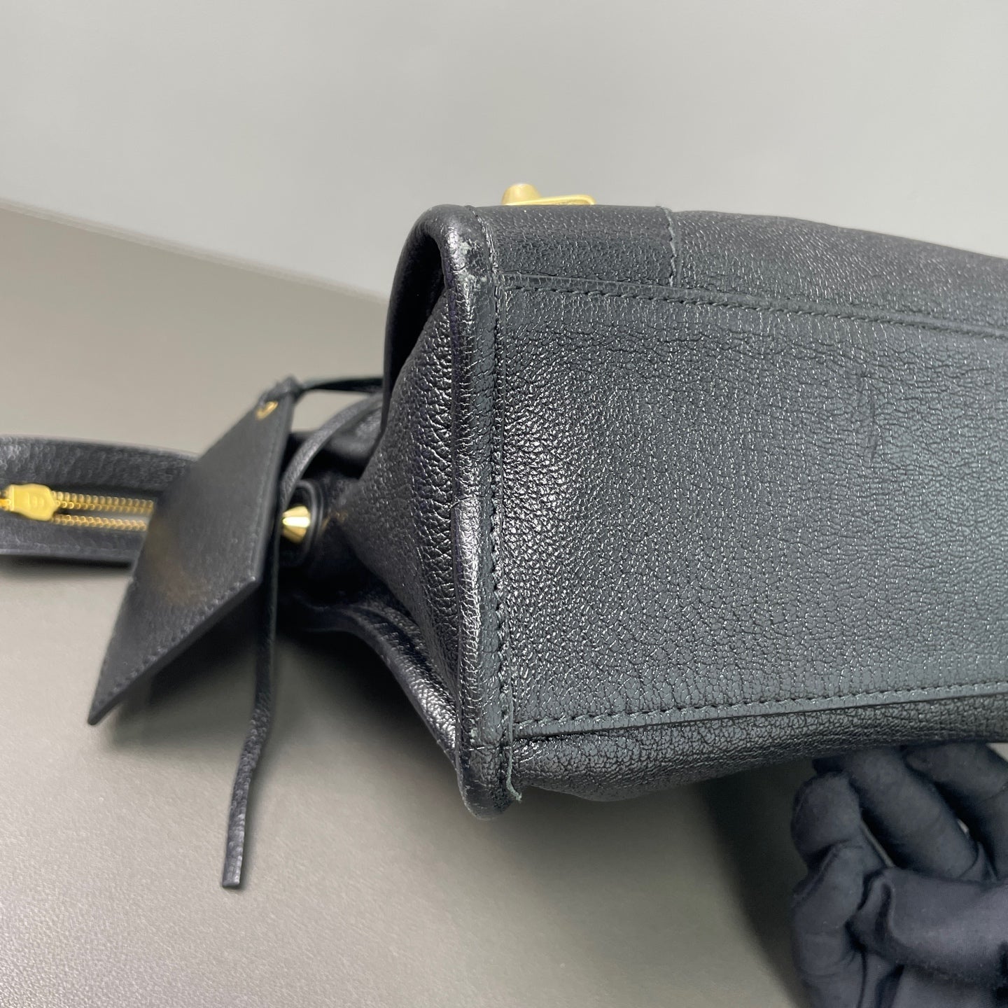 Very Good ( Rank A)｜Balenciaga Goatskin edge Mini Classic City Haze Black HandBag Shoulder Bag