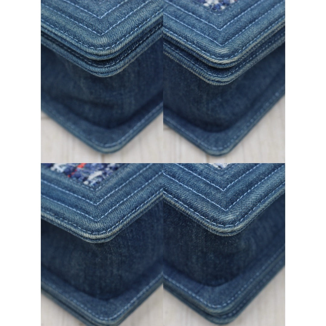 Good ( Rank AB) ｜CHANEL Denim Blue Tweed Weave Leboy20 Made in 2014Year｜Y25112504