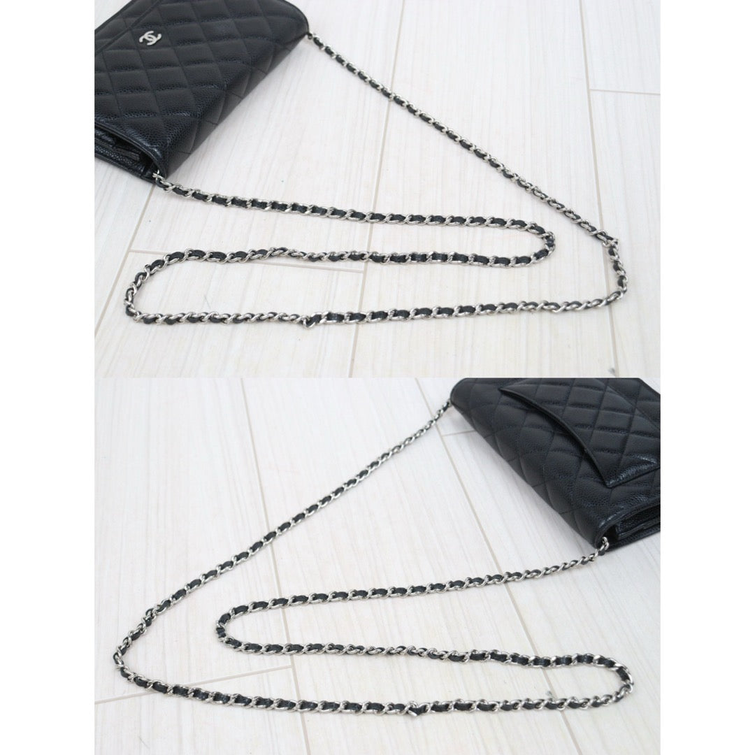 Very Good ( Rank A) ｜ CHANEL Matrasse Chain Caviar Skin WOC19 Shoulder Bag Black Made In 2018～2019Year ｜W25122602
