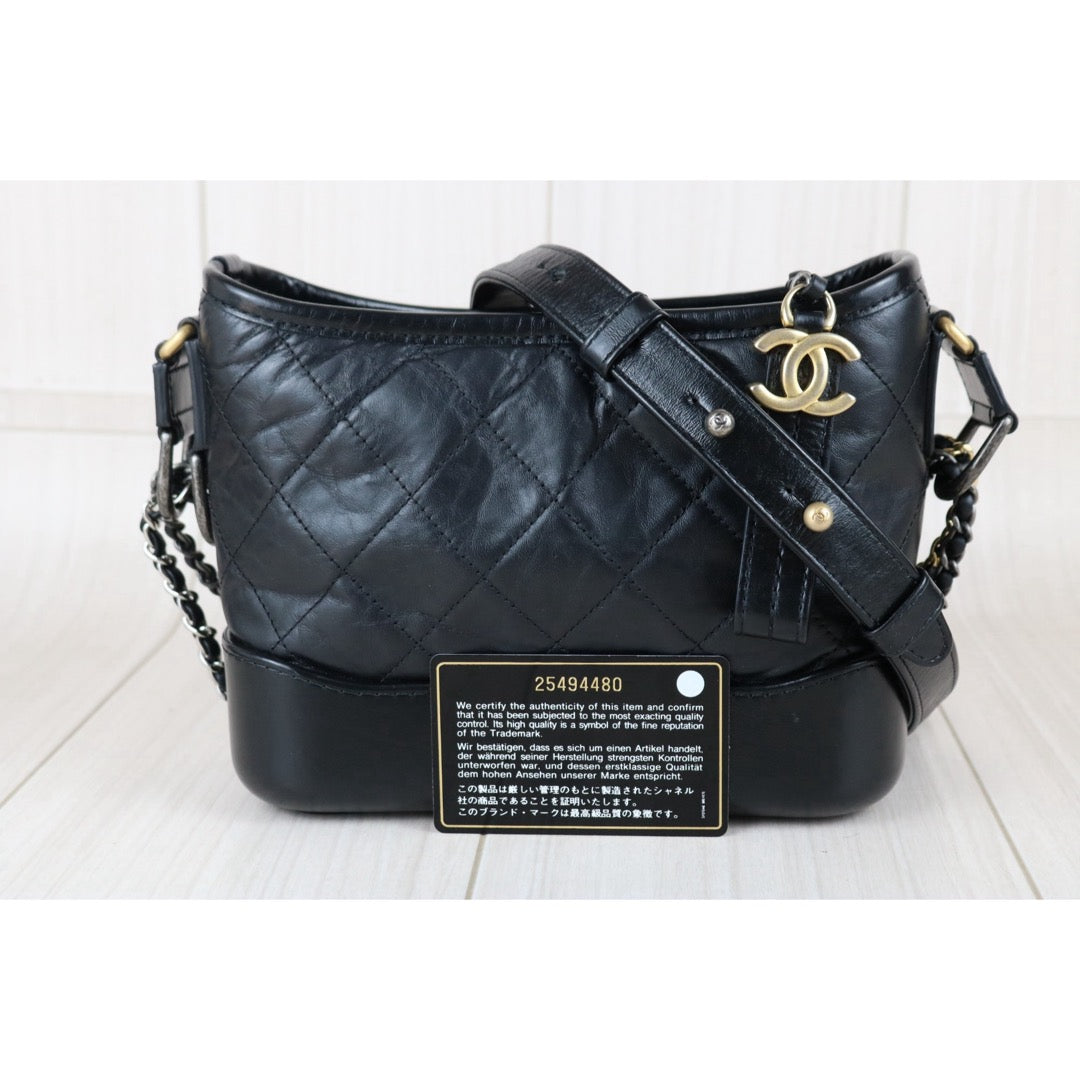Include Entrupy Certificate of Authenticity｜Very Good ( Rank A) ｜CHANEL PM Gabrielle Calf Leather Shoulder Bag Black Made In 2018Year｜S26050704