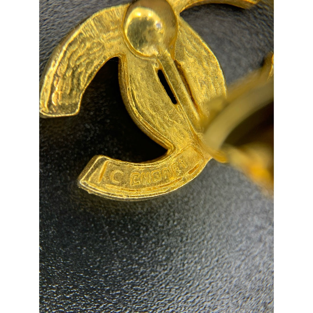 Very Good ( Rank A) ｜ CHANEL Coco Mark 18K Gold Rhinestone Earrings ｜25111409