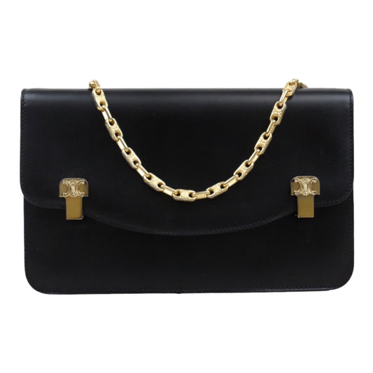 Rank AB｜ CELINE Vintage Box Calf Leather Shoulder Bag Black｜24032623