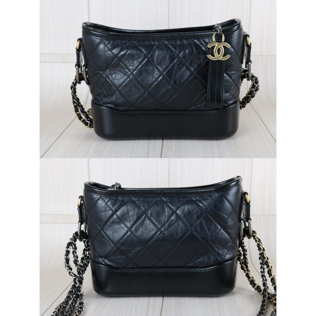 Good ( Rank AB)｜ CHANEL PM Gabrielle Calf Leather Shoulder Bag Black Made In 2018Year｜S26030812