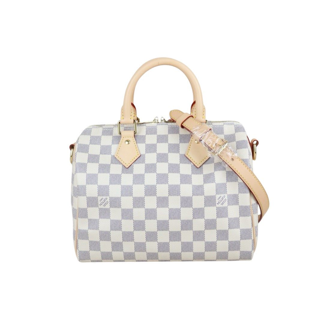 Include Entrupy Certificate of Authenticity｜Excellent（Rank SA） ｜ Louis Vuitton Damier Azur Speedy 25 Hand Bag With Shoulder Strap IC Chips Model｜X26100706