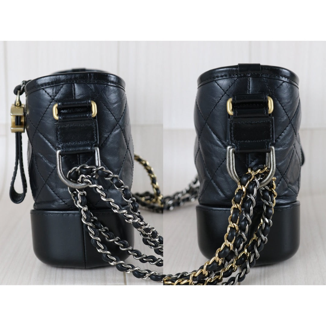 Good ( Rank AB)｜ CHANEL PM Gabrielle Calf Leather Shoulder Bag Black Made In 2018Year｜S26030812