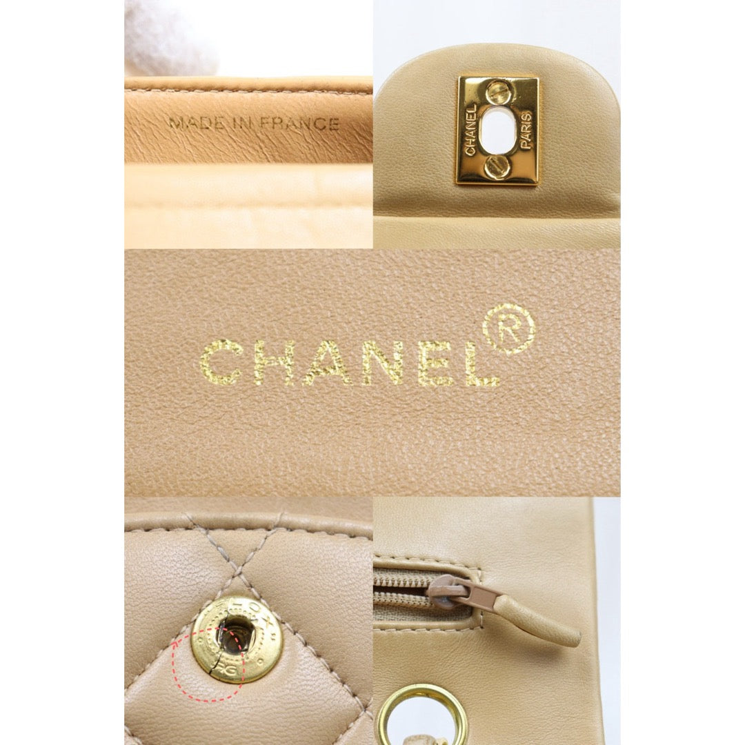Good ( Rank AB)｜ CHANEL  Lamb Skin Beige Double Flap 25 Shoulder Bag Made in 1997-1999 Year ｜P25012204