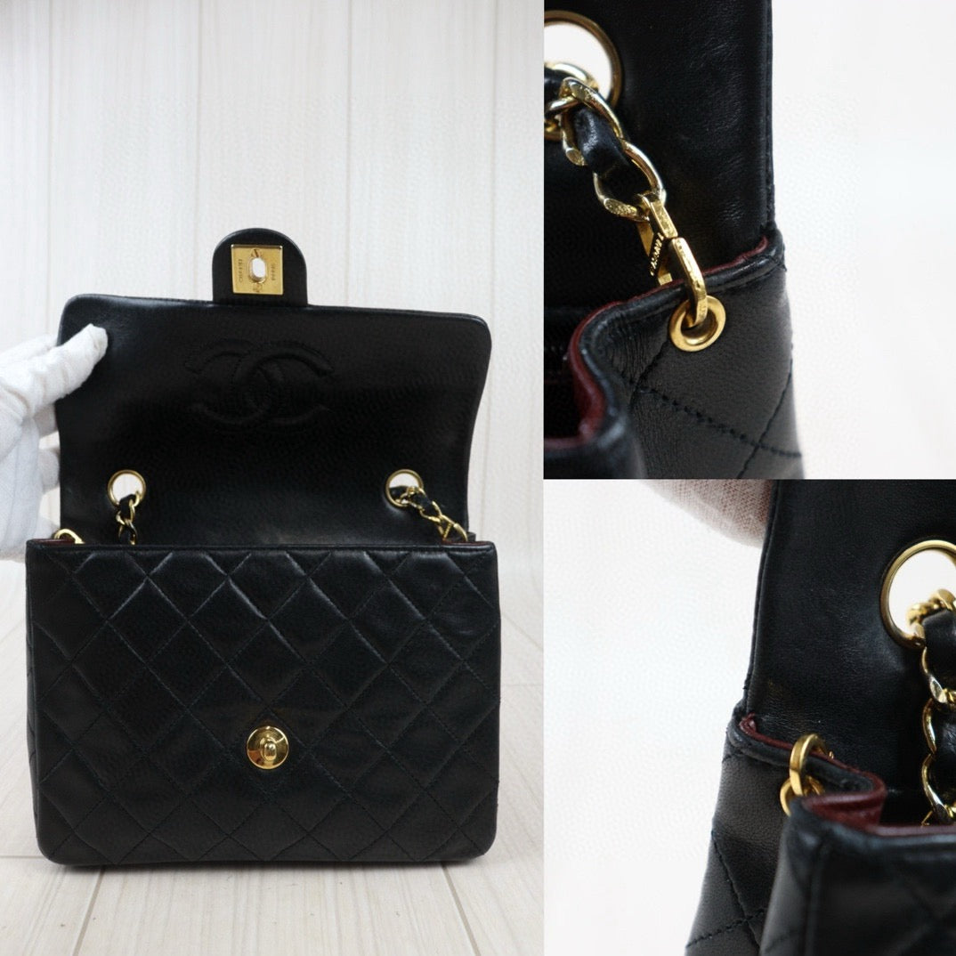 Good ( Rank AB)｜ CHANEL Black Lanbskin Square 20 Shoulder Bag Made In 1989～1991Year ｜W24080701